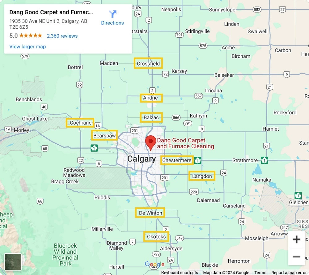 Map of Location of Dang Good Carpet and Furnace Cleaning